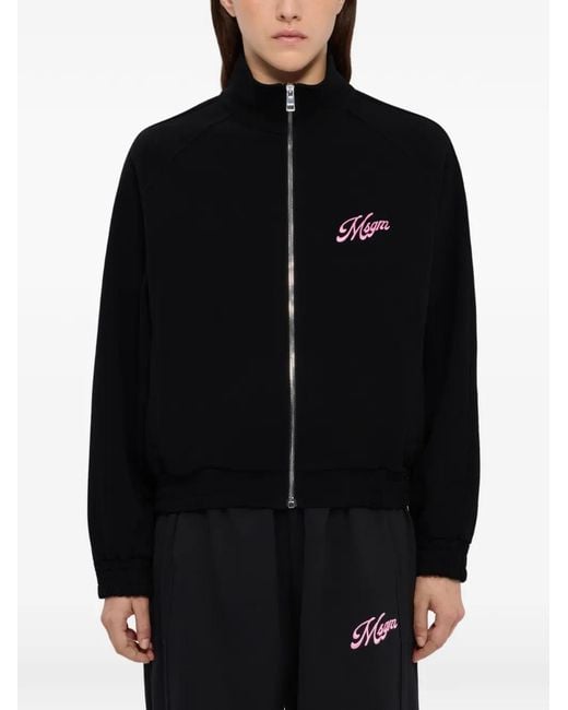 MSGM Black Sweat À Imprimés Graphiques Intégral