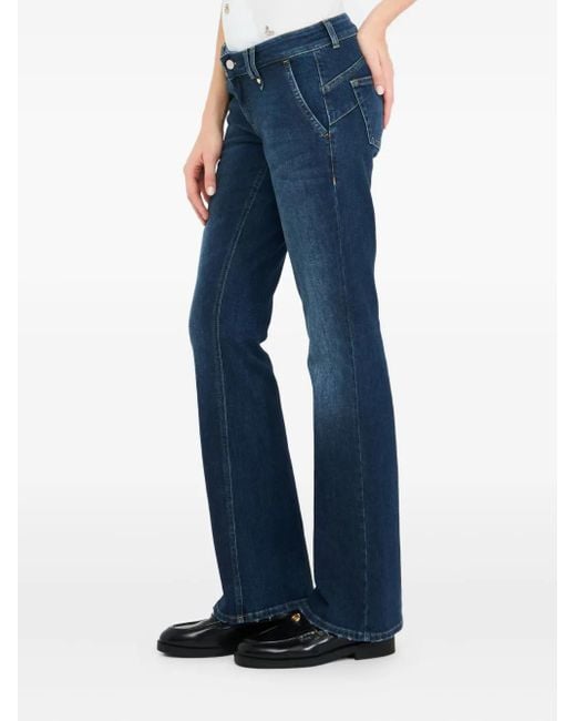 Liu Jo Blue Logo-Patch Bootcut Jeans