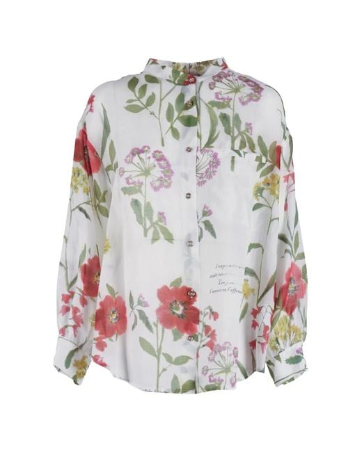 Shirtaporter Gray Blouse À Fleurs Imprimées
