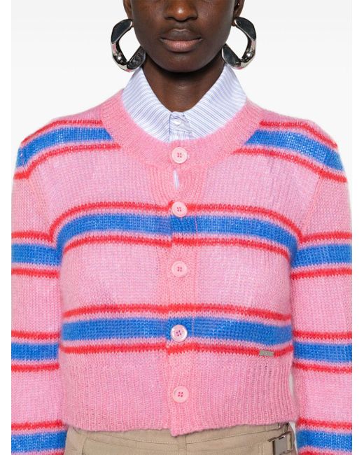 DSquared² Striped Cropped Cardigan in het Pink