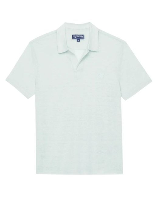 Vilebrequin Blue Linen Polo Shirt for men