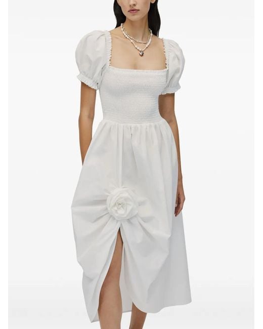 Sleeper White Cotton Midi Dress