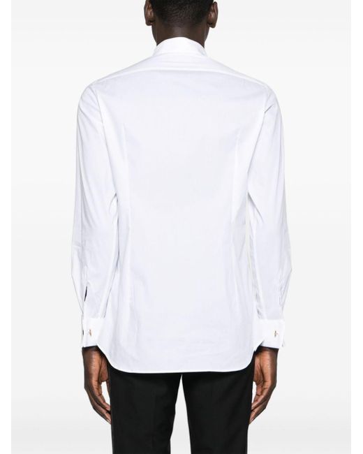 Tintoria Mattei 954 White Pintuck-detail Buttoned Shirt for men