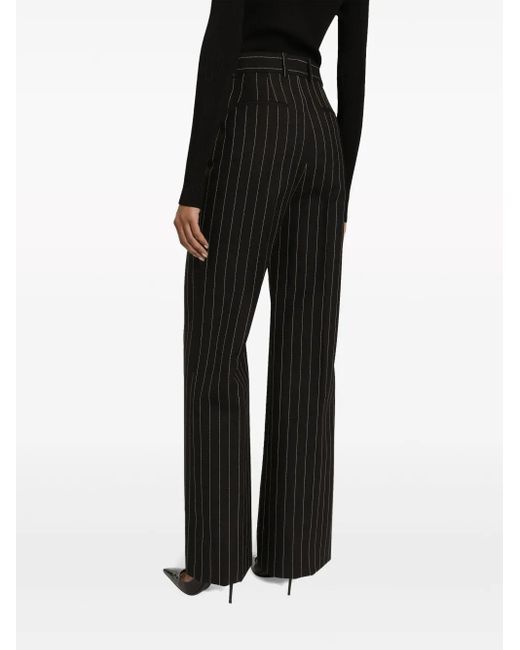 Dolce & Gabbana Black Flared Pinstripe Wool Pants