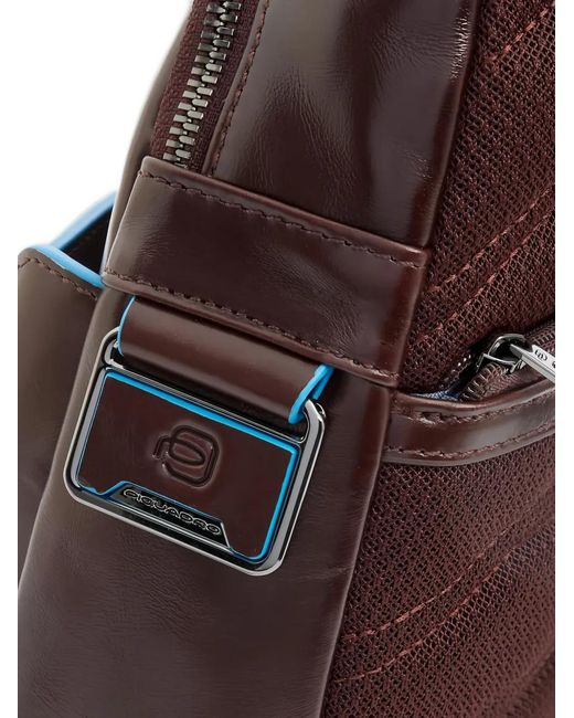 Piquadro Purple Logo-Plaque Leather Backpack for men