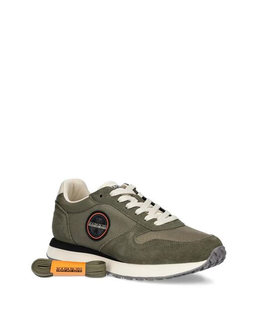 Napapijri Green Nova Logo-Patch Sneakers for men