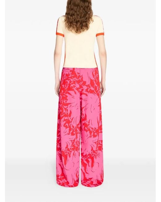 Dries Van Noten Pink Floral Loose Trousers