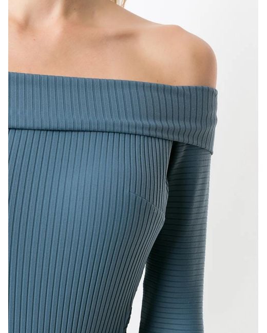 Amir Slama Blue Off-Shoulder Bodysuit