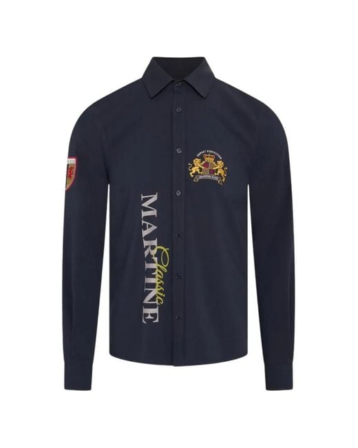 Martine Rose Blue Logo-Embroidered Sports Shirt for men