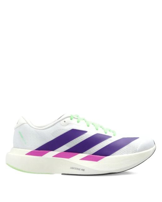 Adidas White Adizero Evo Three-Striped Sneakers