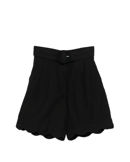 Scarlett Poppies Black Basica Scalloped-Trim Shorts
