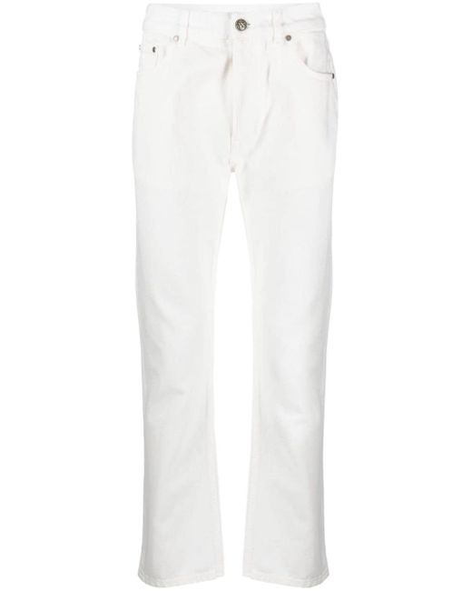 Palm Angels White Logo-embossed Straight Jeans for men