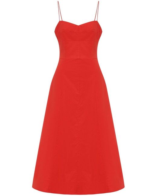 12 STOREEZ Red Sleeveless Cotton Midi Dress