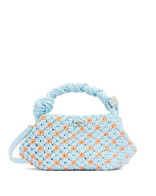 Ganni Blue Mini Bou Braided Tote Bag