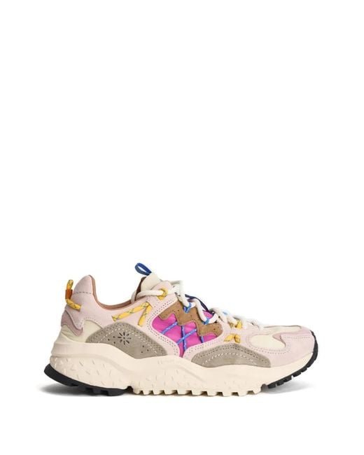 Flower Mountain Pink Yamabushi Floral-Appliqué Sneakers
