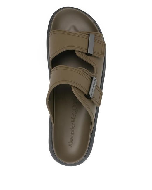McQueen Brown Logo-Engraved Sandals for men