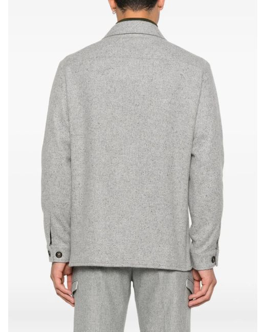 Eleventy Gray Pocket Button Overshirt for men