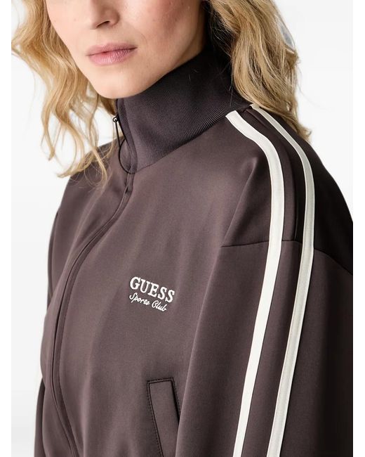 Guess Black Logo-Embroidered Side-Stripe Jacket
