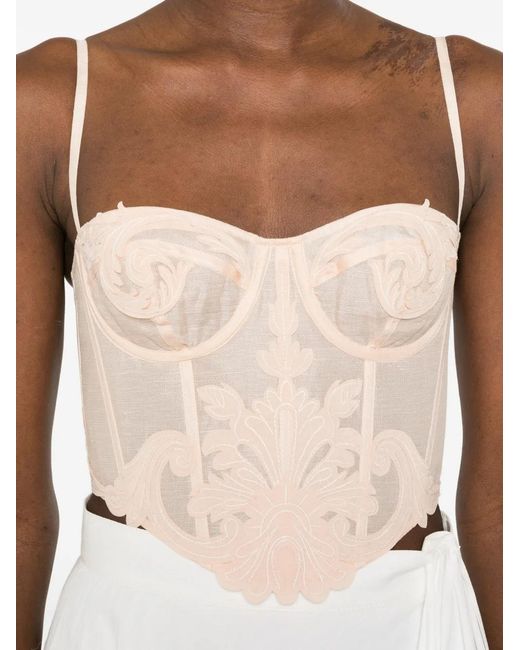 Zimmermann White Rebellion Filigree-Collar Corset