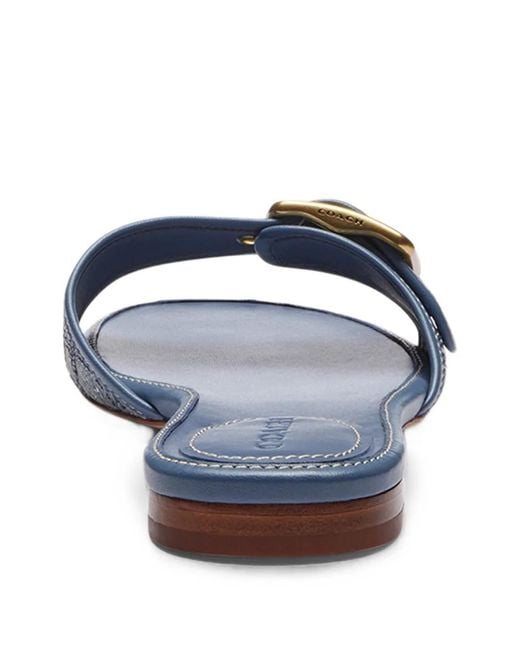COACH White Crystal-Embellished Buckle-Fastening Sandals