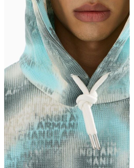 Armani Exchange Logo print Tie dye Hoodie in Blue for Men Lyst