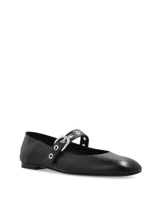 Stuart Weitzman Black Leather Ballet Flats