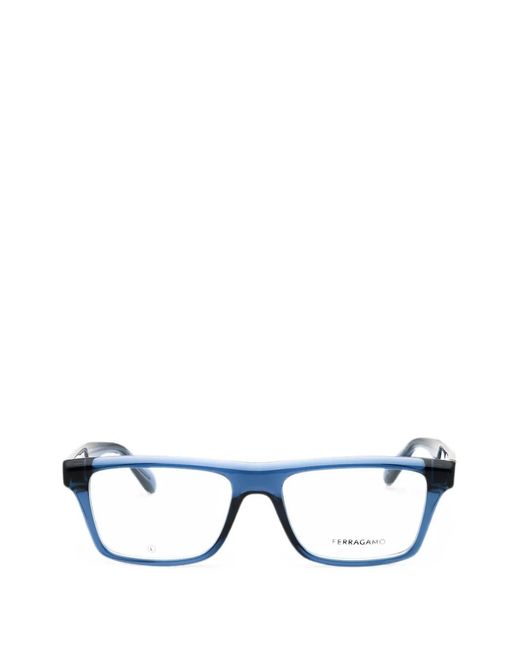 Ferragamo Eyewear Blue Rectangle-Frame Glasses for men