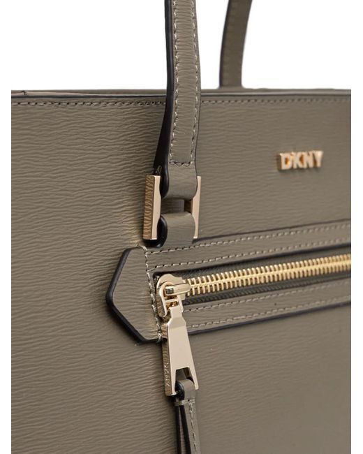 DKNY Gray Medium Logo-Plaque Tote Bag