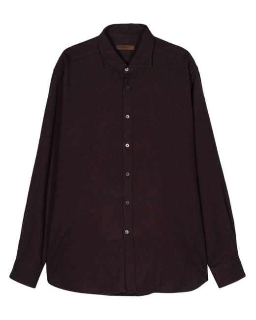 Corneliani Black Mélange-effect Cotton Shirt for men