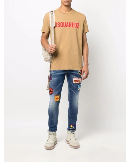 DSquared² Pink Logo-Print Short-Sleeve T-Shirt for men