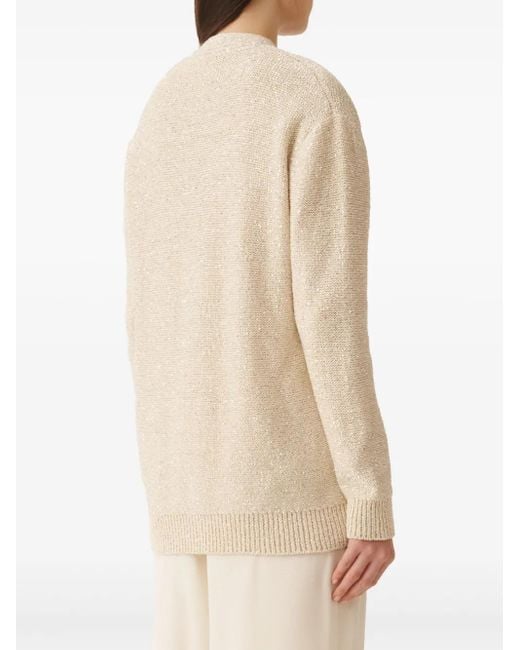 Fabiana Filippi Natural Sequin-Embellished Cardigan