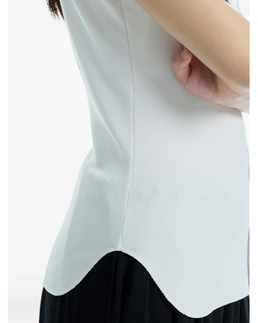 determ White Ribbed Scoop-Neck Tank Top