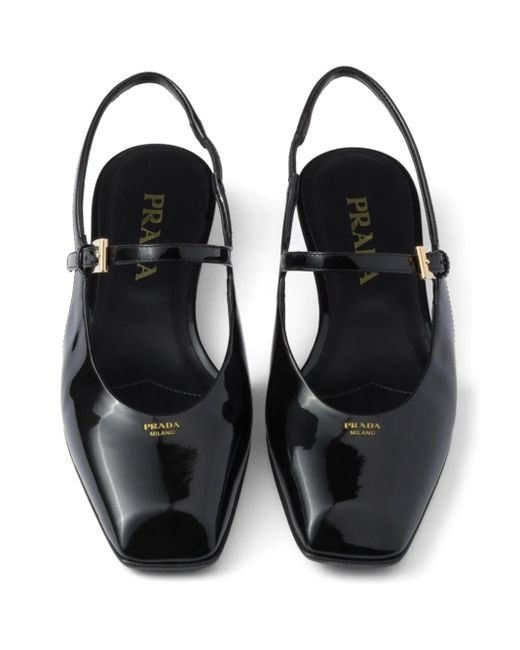 Prada White Leather Slingback Ballerina Shoes