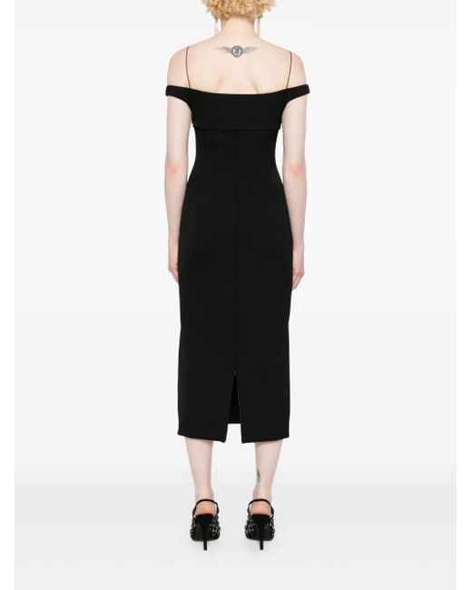 Philosophy Di Lorenzo Serafini Black Off-Shoulder Midi Dress
