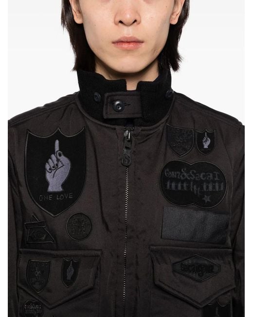 Sacai Black Logo Badge Bomber Jacket for men