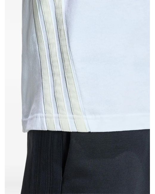 Adidas White Kit 3-Stripes Loose T-Shirt for men