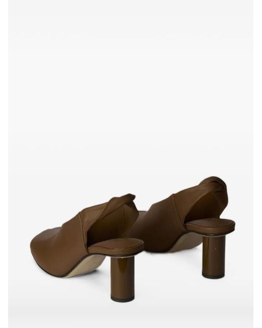 JVAM Brown Slingback Square-Toe Pumps