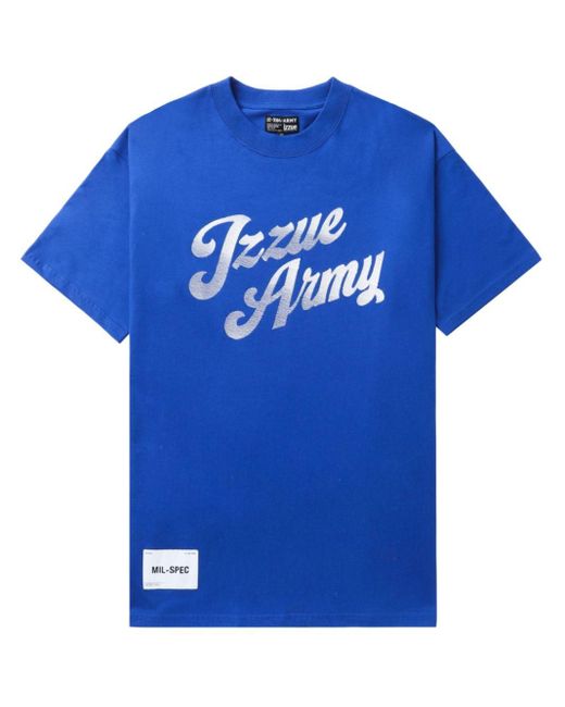 Izzue Blue Logo-print Cotton T-shirt for men
