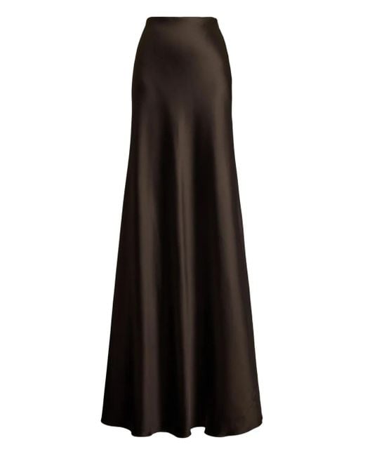 Ralph Lauren Black A-Line Satin Maxi Skirt