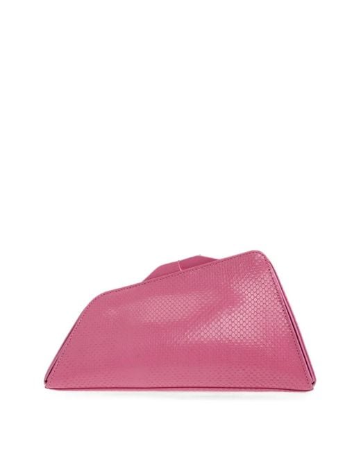 The Attico Pink 8:30Pm Snakeskin-Effect Clutch Bag