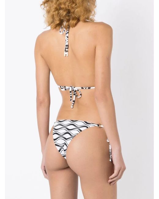 Amir Slama White Wave-Print Triangle Bikini Set