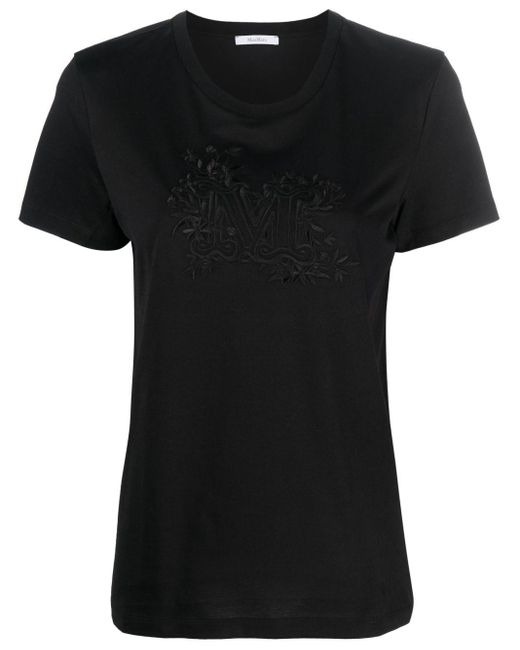 Max Mara Black Sacha Monogram-embroidered Cotton T-shirt