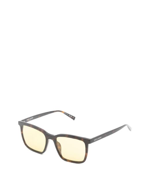 Saint Laurent Natural Tortoiseshell-Effect Square-Frame Sunglasses