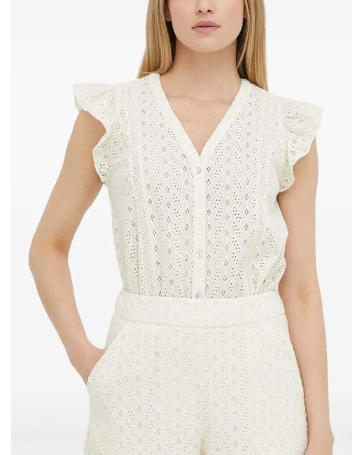 Bruuns Bazaar White Eyelet Ruffled Shirt