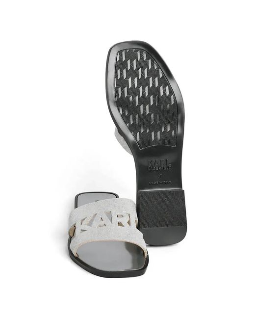 Karl Lagerfeld White Glitter-Effect Slides