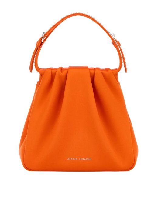 Mini Sac Cabas À Design Plissé AMINA MUADDI en coloris Orange