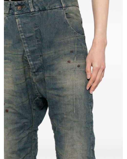 Boris Bidjan Saberi Blue Asymmetric Drop-crotch Jeans for men