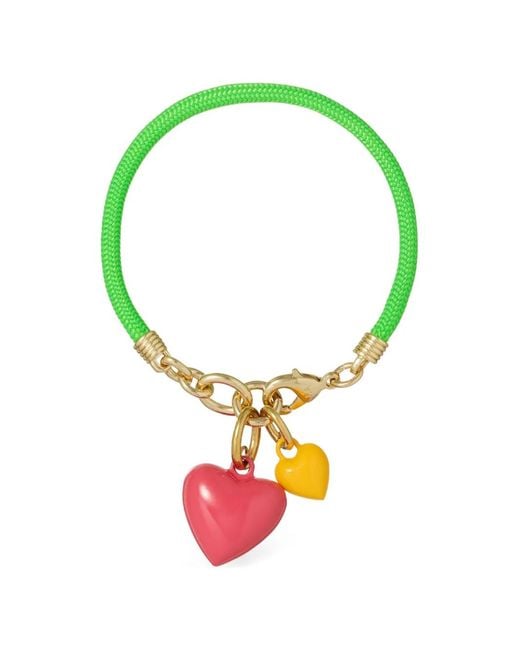 Roxanne Assoulin Green Bracelet Happy Cord À Breloque Cœur