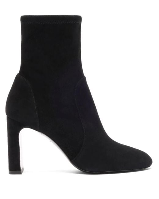 Stuart Weitzman Black 85Mm Block-Heel Ankle Boots