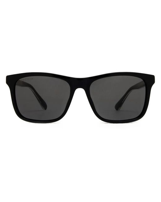 Gucci Black Web-Stripe Square-Frame Sunglasses